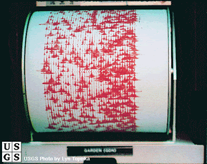 USGS Seismograph of magmatic earthquakes caused by the dome growth of Mt St Helens in 1980